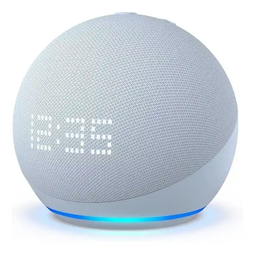 Amazon Echo Dot 5th Gen Con Reloj Y Asistente Virtual Alexa Pantalla Integrada Color Azul