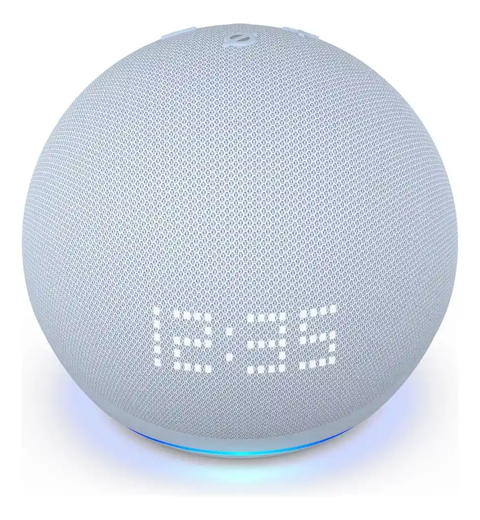 Amazon Echo Dot 5th Gen Con Reloj Y Asistente Virtual Alexa Pantalla Integrada Color Azul
