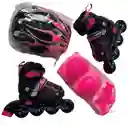 Kit Patines Semiprofesionales Miqui Fucsia Negro Talla S