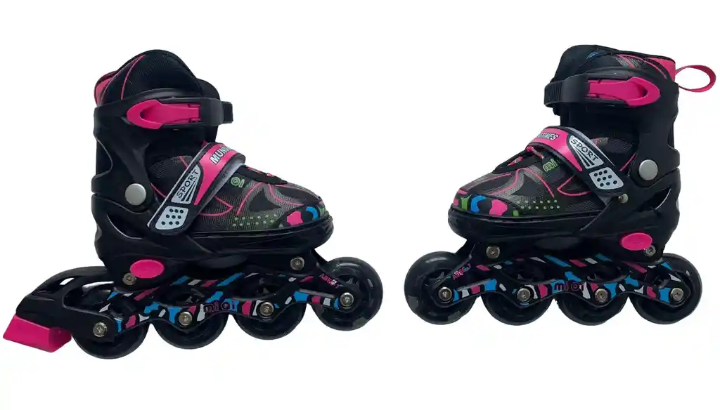 Kit Patines Semiprofesionales Miqui Fucsia Negro Talla S