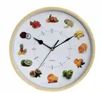 Reloj De Pared Retro Frutas Redondo 25´´