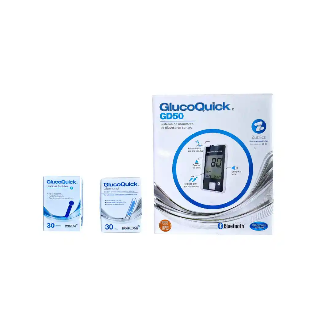 Glucometro Glucoquick Gd50 Con 30 Tiras Y 30 Lancetas