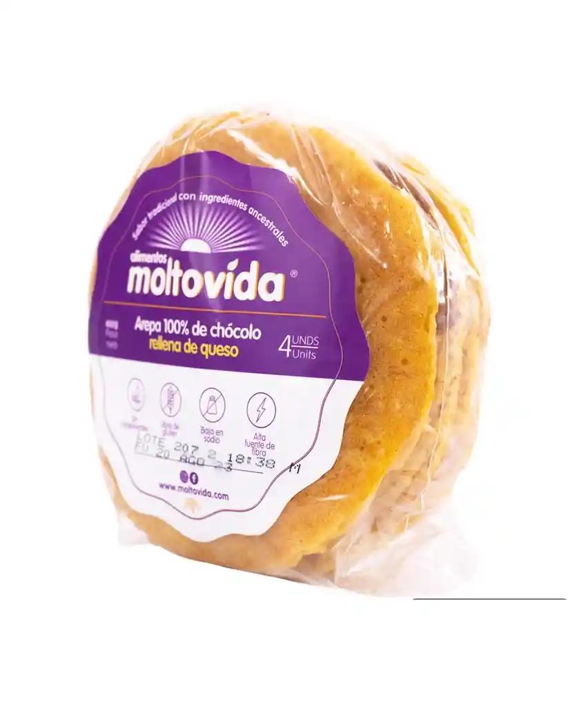 Arepa De Chócolo Rellena De Queso Moltovida 4 Unds