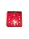 Reloj De Pared Moderno Rojo Cuadrado 23x23 Caropa