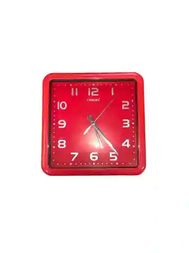 Reloj De Pared Moderno Rojo Cuadrado 23x23 Caropa