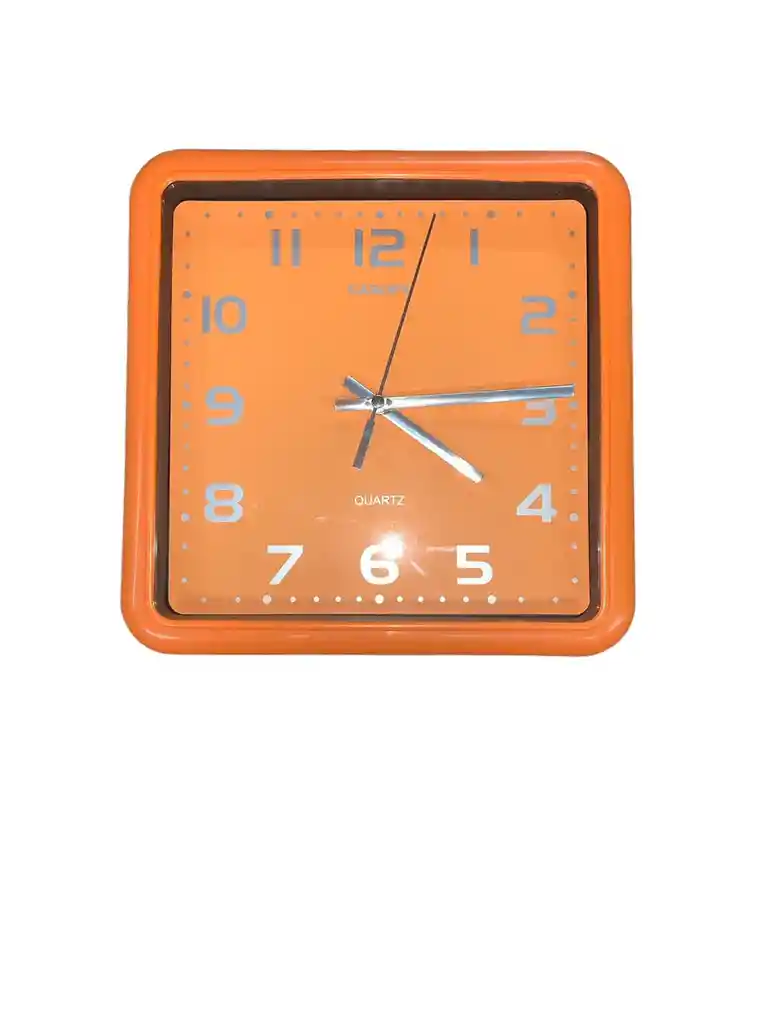 Reloj De Pared Moderno Naranja Cuadrado 23x23 Caropa