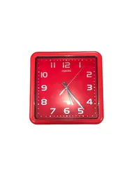 Reloj De Pared Moderno Rojo Cuadrado 23x23 Caropa