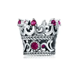 Charm Dije Corona Reina Con Zircones Fucsia En Plata 925