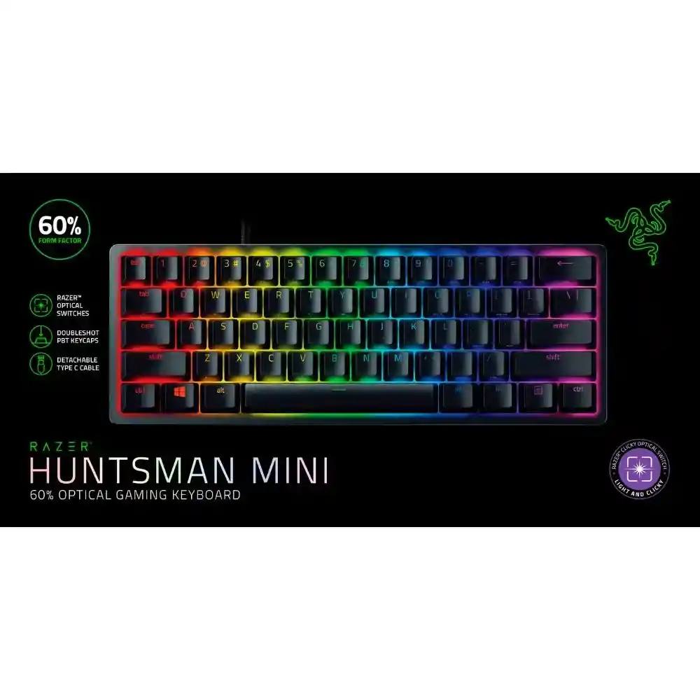 Teclado Razer Gamer Huntsman Mini 60% Optical / Negro