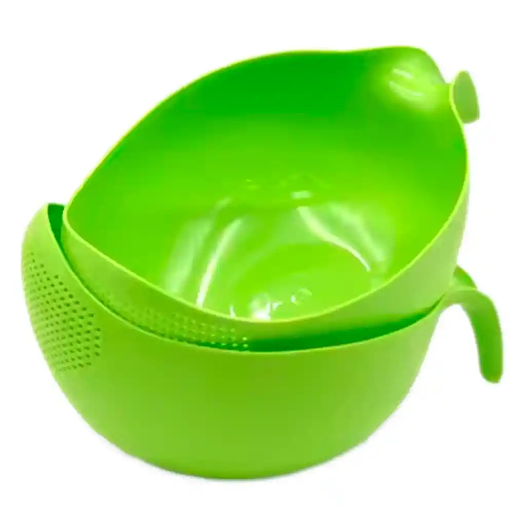 Colador Plástico Lavar Arroz Granos Frutas Verduras Alimento Verde 24x18x13cm