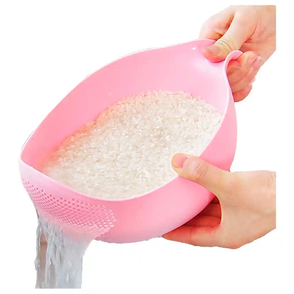 Colador Plástico Lavar Arroz Granos Frutas Verduras Alimento Rosado 24x18x13cm