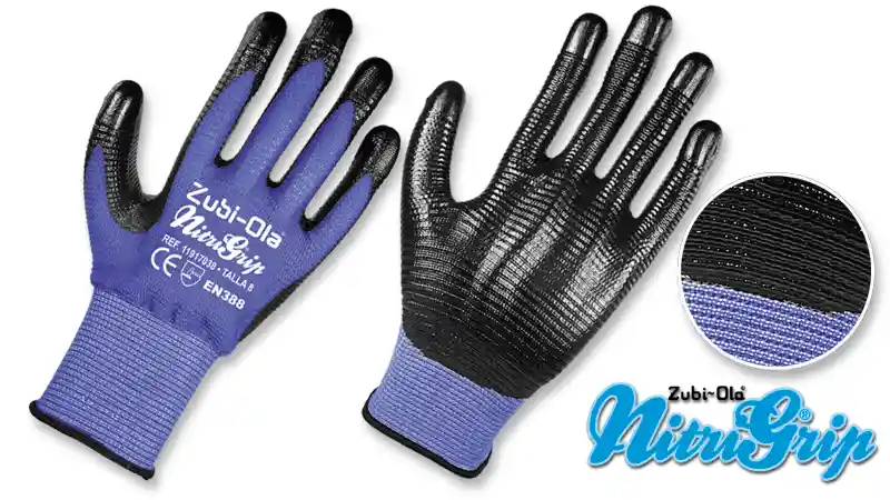 Guantes Nylon Texturado, Recubiertos En Nitrilo Dip Normal “nitrigrip”, Marca Zubi-ola