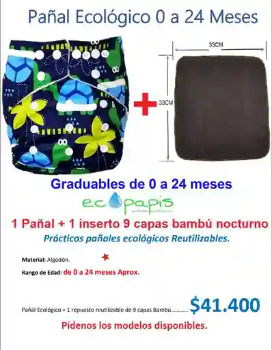 Pañal Ecologico 0/24 Meses + Absorbente Nocturno