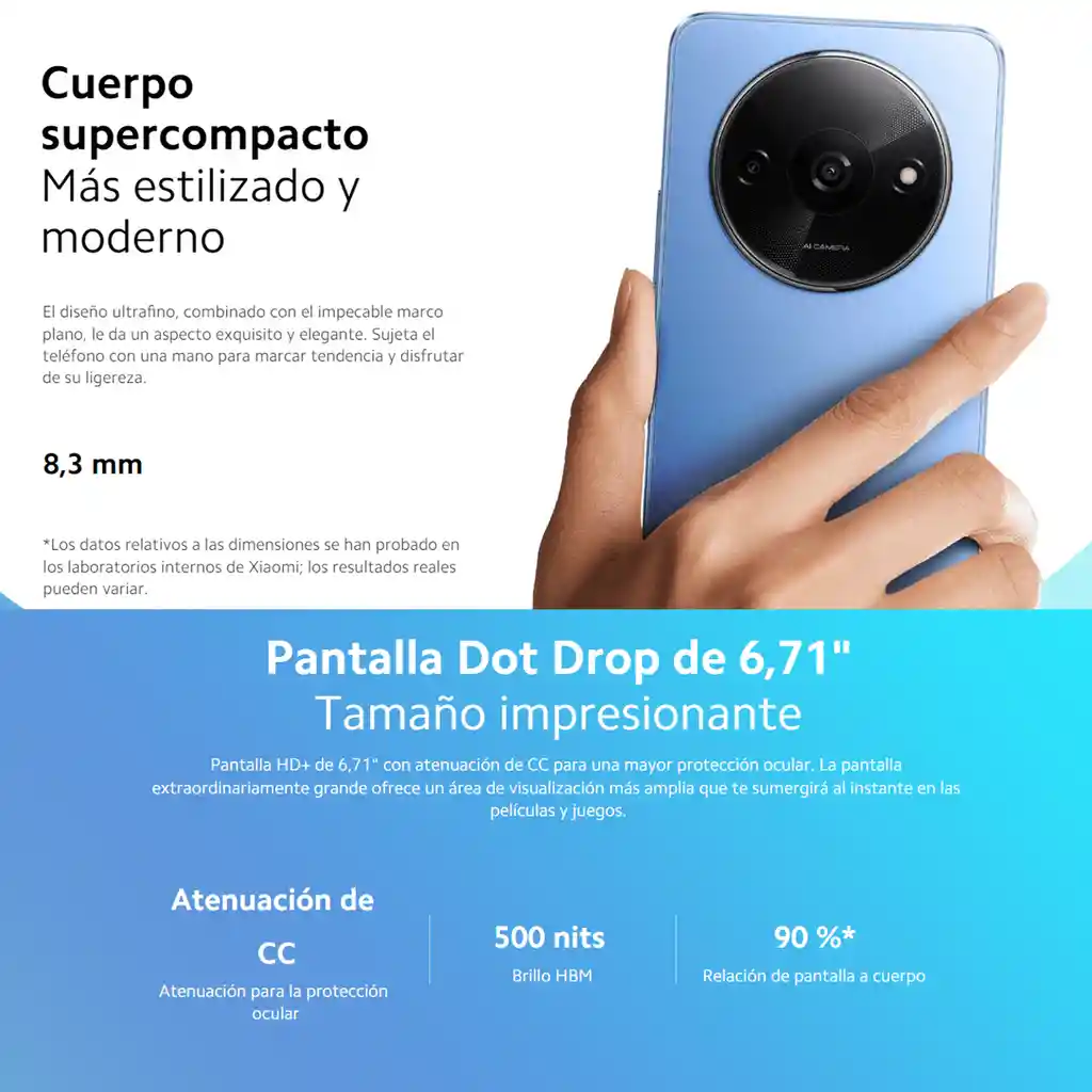 Celular Xiaomi Redmi A3, 64gb / 3gb, Azul + Buds 4 Active Wht