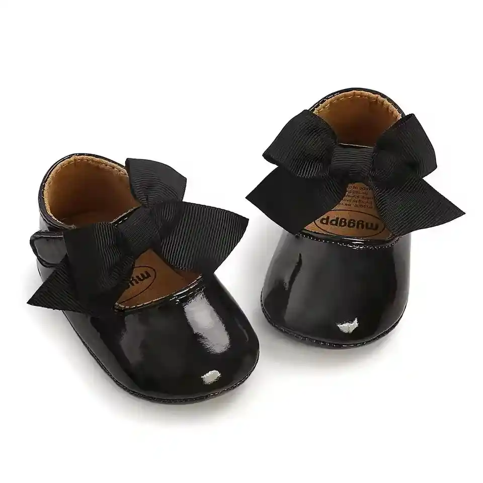 Zapatos Suela Blanda Para Bebes Zapatilla Para Niñas Negra 6-12m