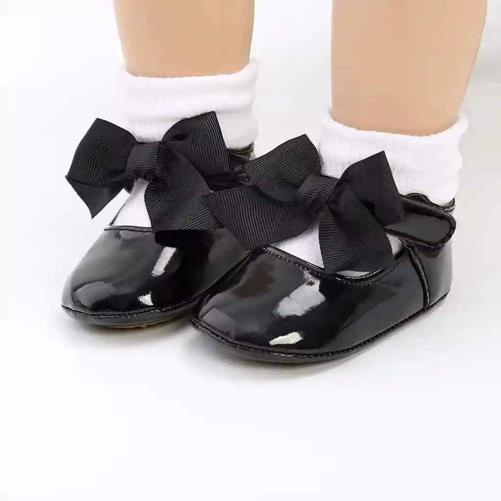 Zapatos Suela Blanda Para Bebes Zapatilla Para Niñas Negra 6-12m