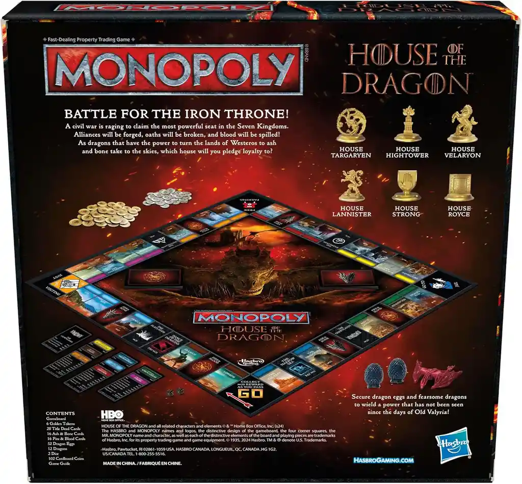 Monopoly Monopolio House Of The Dragon Edition Juego De Mesa En Ingles