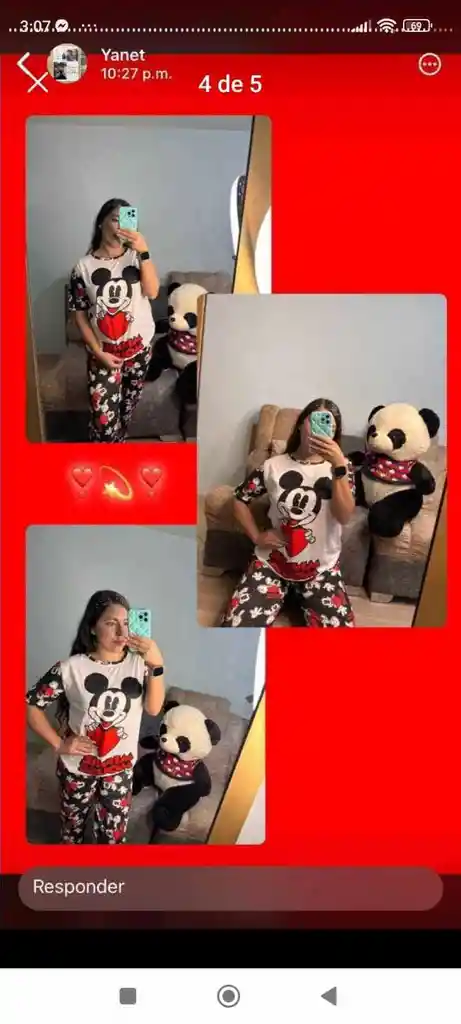 Pijama Dama Pantalon Largo Y Camiseta Talla Unica