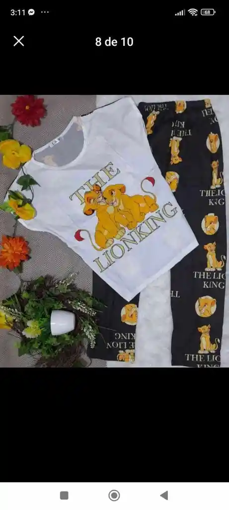 Pijama Dama Pantalon Largo Y Camiseta Talla Unica