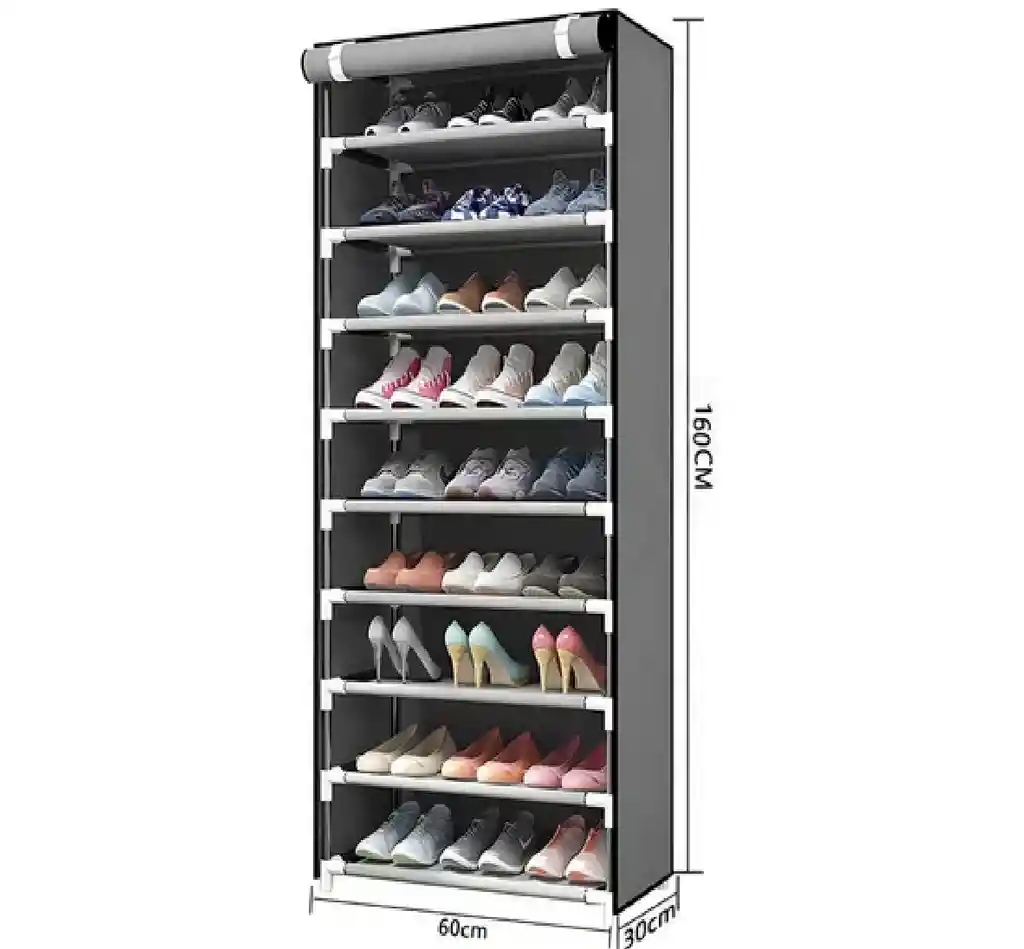 Zapatera Organizador Closet Zapatos 9 Niveles 27 Pares Tela Color Gris