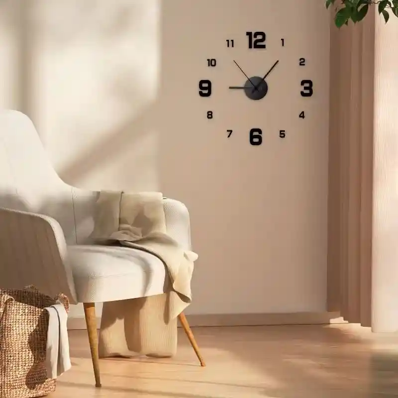 Reloj De Pared 3d Diseño Moderno Gris Silencioso Oferta