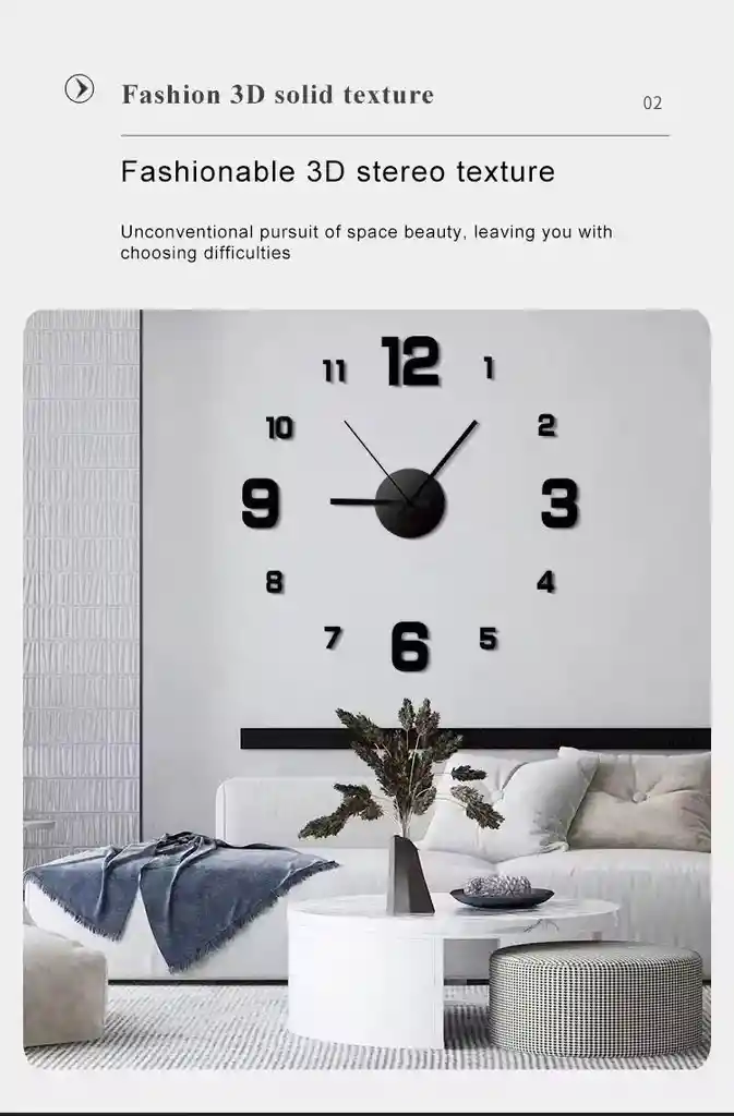 Reloj De Pared 3d Diseño Moderno Gris Silencioso Oferta