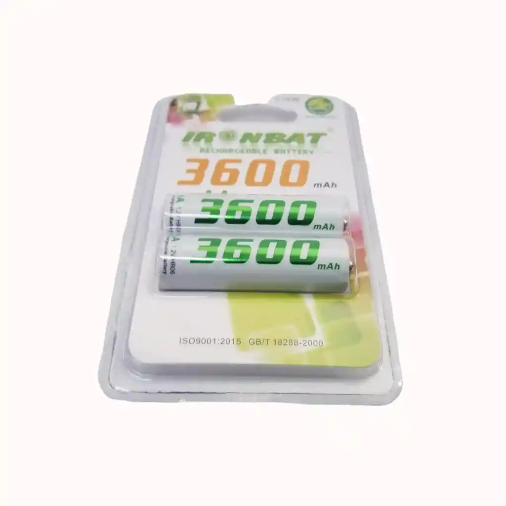 Pilas Recargables Aa X2 De Alta Capacidad Ironbat 3600 Mah