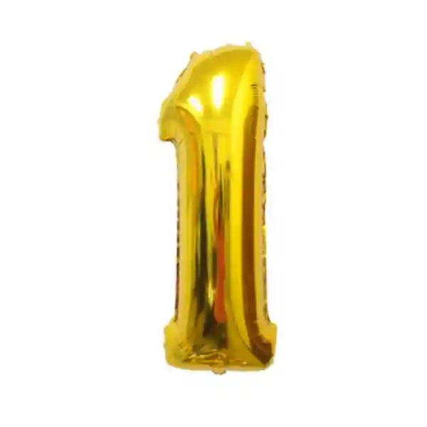 Numero 1 Inflable Metalizado Dorado 16"