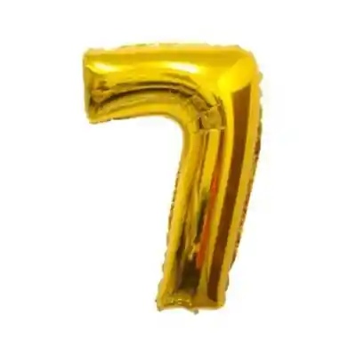 Numero 7 Inflable Metalizado Dorado 16"