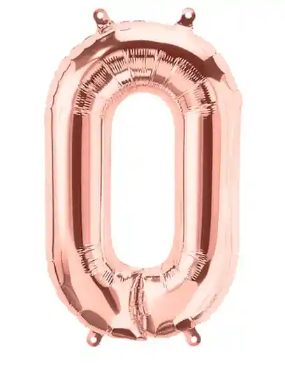 Numero 0 Inflable Metalizado Oro Rosa 16"