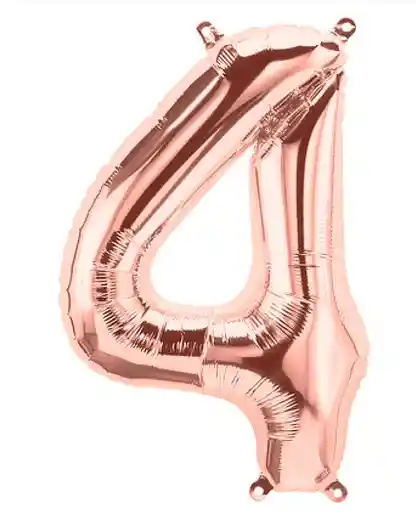 Numero 4 Inflable Metalizado Oro Rosa 16"