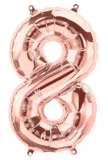 Numero 8 Inflable Metalizado Oro Rosa 16"