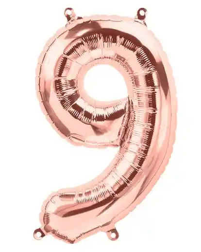 Numero 9 Inflable Metalizado Oro Rosa 16"