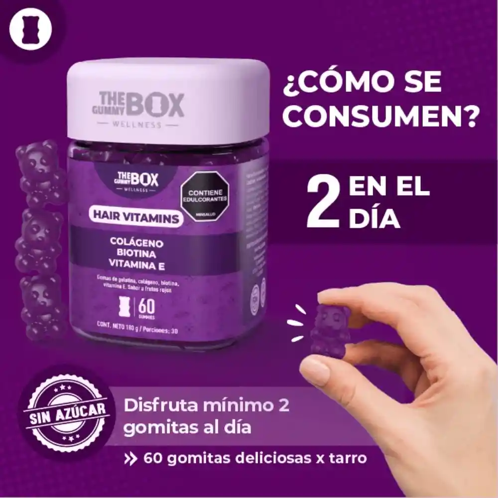 The Gummy Box Hair Vitamina Colageno Hidrolizado + Biotina (kit X2 Unidades)