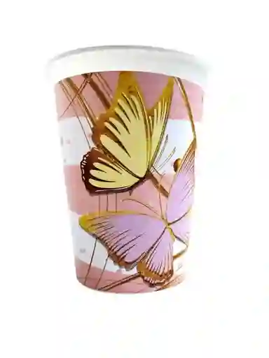 Vaso Desechable Plastico Motivo Mariposas 6 Oz X 12 Und