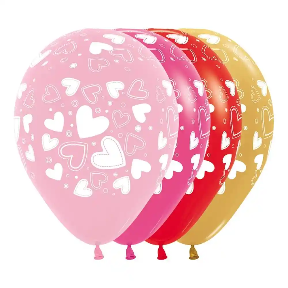 Globos Fashion Y Metal Surtido Corazones Surtidos R12 X 50 Unidades Sempertex