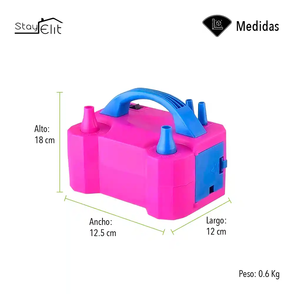 Inlfador Eléctrico De Globos De 2 Boquillas