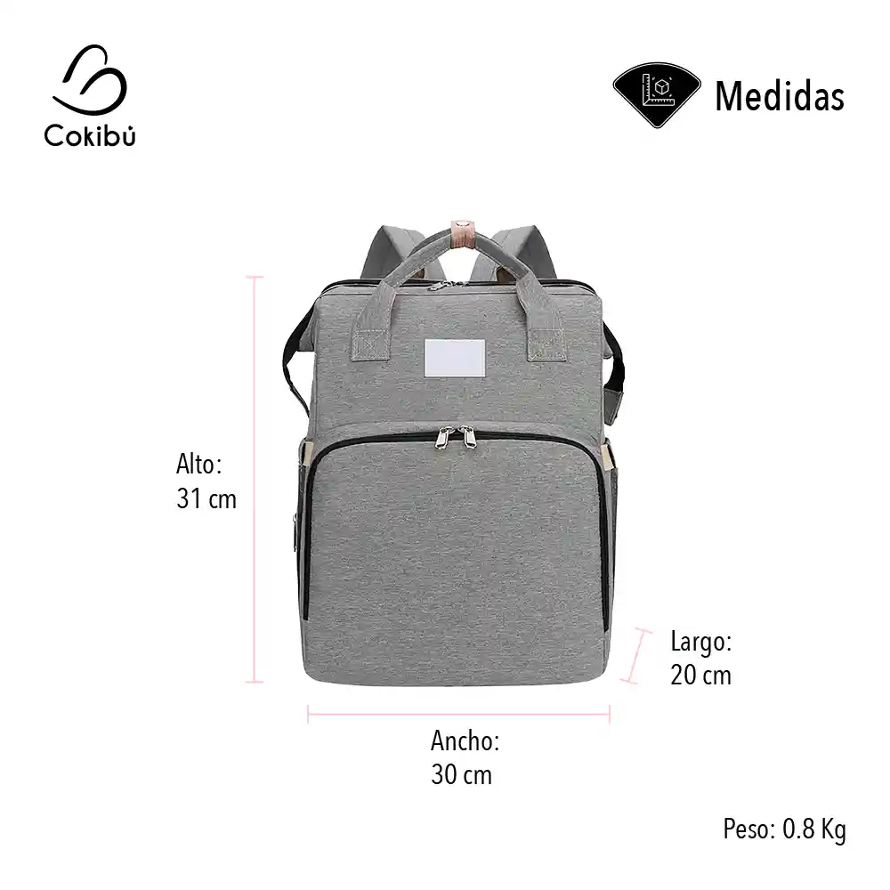 Pañalera Morral 3 En 1 Color Gris