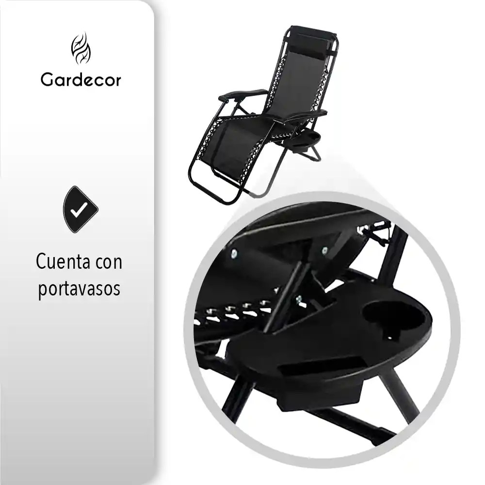 Silla De Gravedad Cero Ideal Para Jardin Color Negro