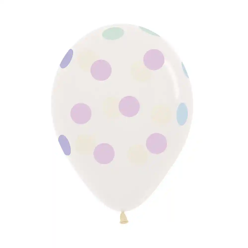 Globos Cristal Polka Dots Pastel R12 X 50 Unidades Sempertex