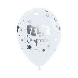 Globos Fashion Blanco Feliz Cumpleaños Fantasía Mink R12 X 50 Unidades Sempertex