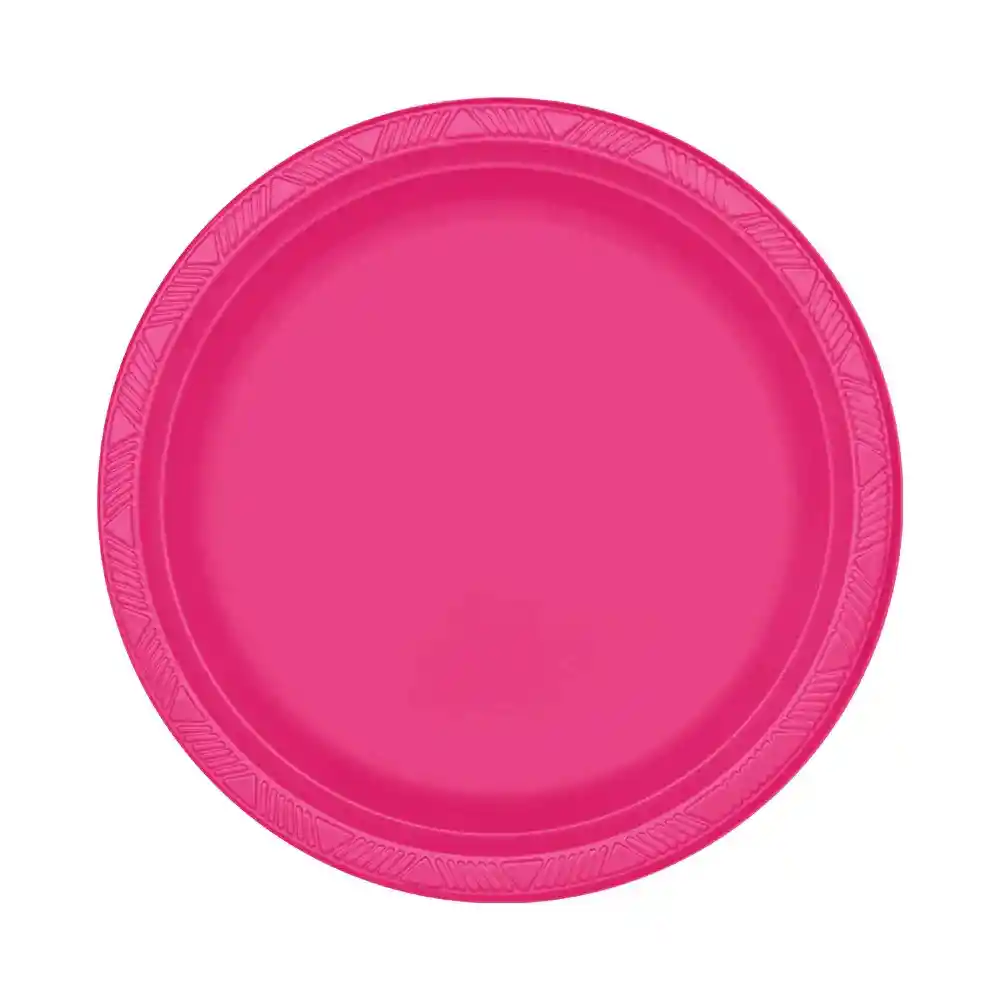 Plato Sempertex Desechable Deluxe Plastico Fucsia Grande 9" 23 Cm X 10