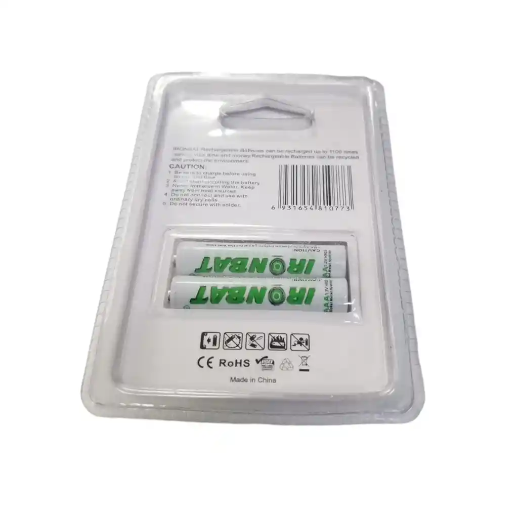 Pilas Recargables Aaa X2 1100 Mah De Alta Capacidad Ironbat