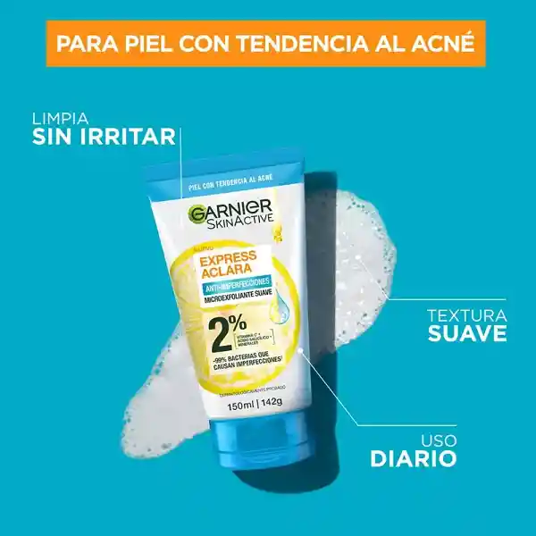 Limpiador Exfoliante Garnier Anti-imperfecciones Express Aclara 150 Ml