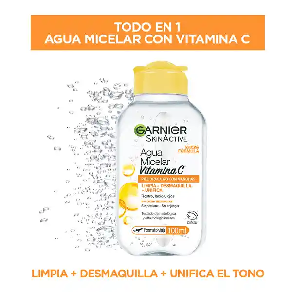 Agua Micelar Garnier Express Aclaratono Uniforme Con Vitamina C 100 Ml