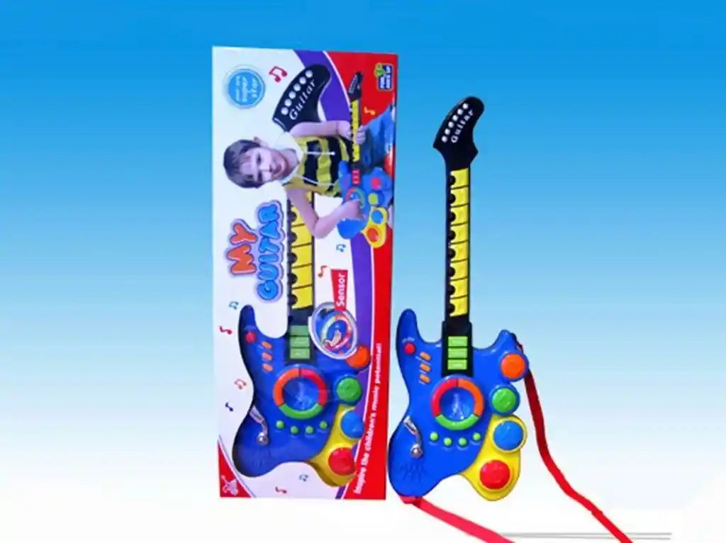 Guitarra Juguete Luces Y Sonido Niños Regalo + Baterias