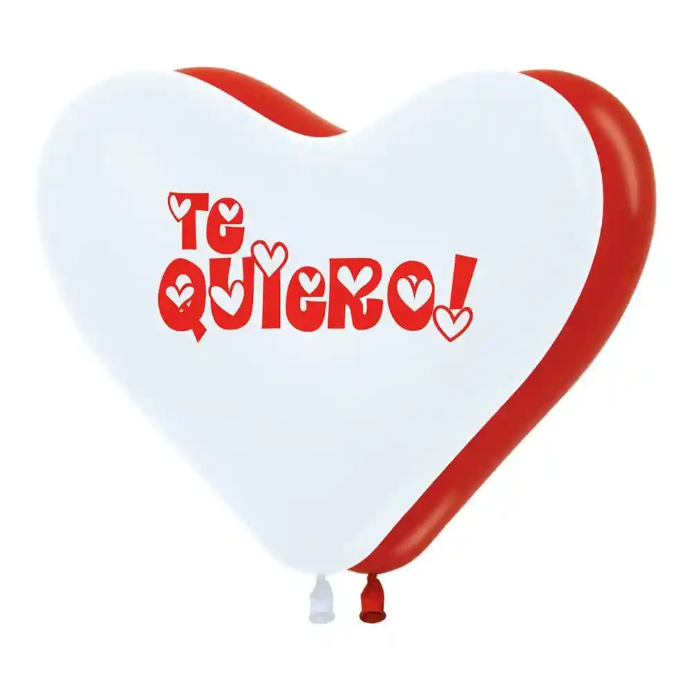 Globos Corazón 12" Fashion Rojo/blanco Te Quiero X 50 Unidades Sempertex