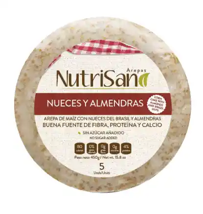 Arepa Nueces Y Almendras X5und Nutrisano