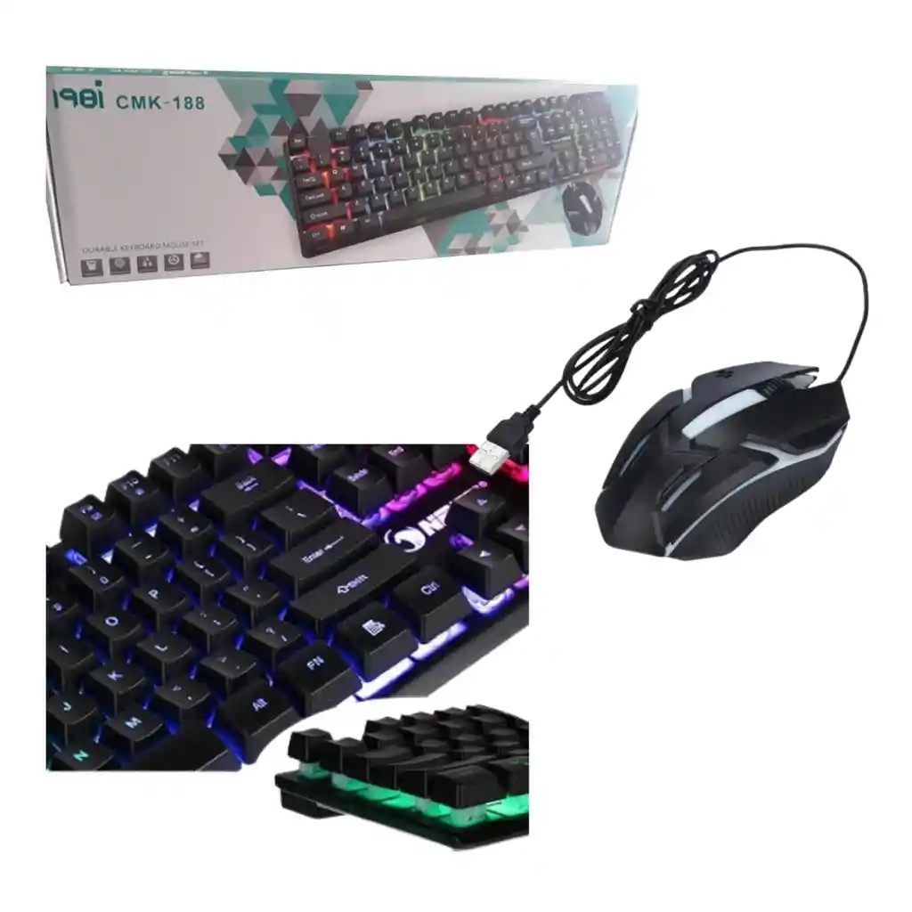 Combo Gamer Alambrico Teclado + Mouse Retroiluminado 198i Cmk-188