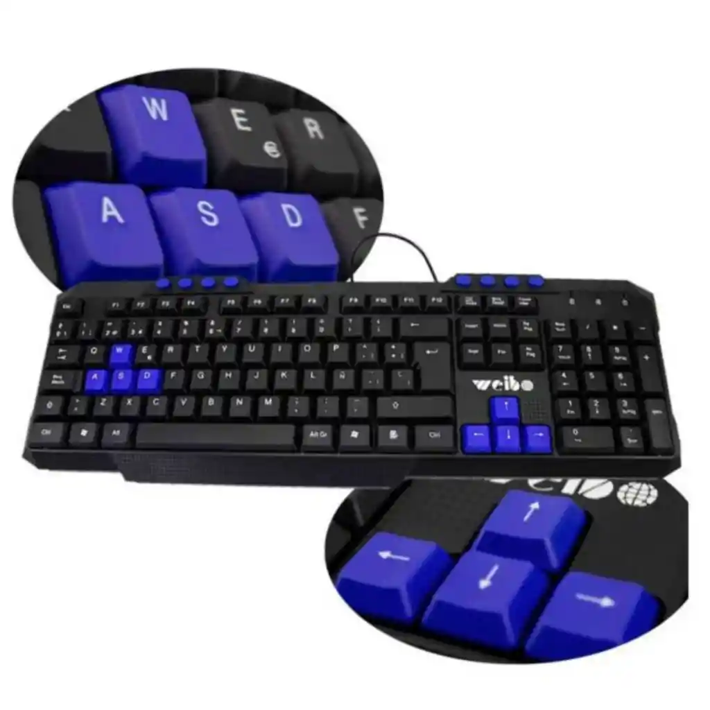 Teclado Gamer Usb Ergonómico Botones Multimedia Letra Ñ Weibo Fc-536